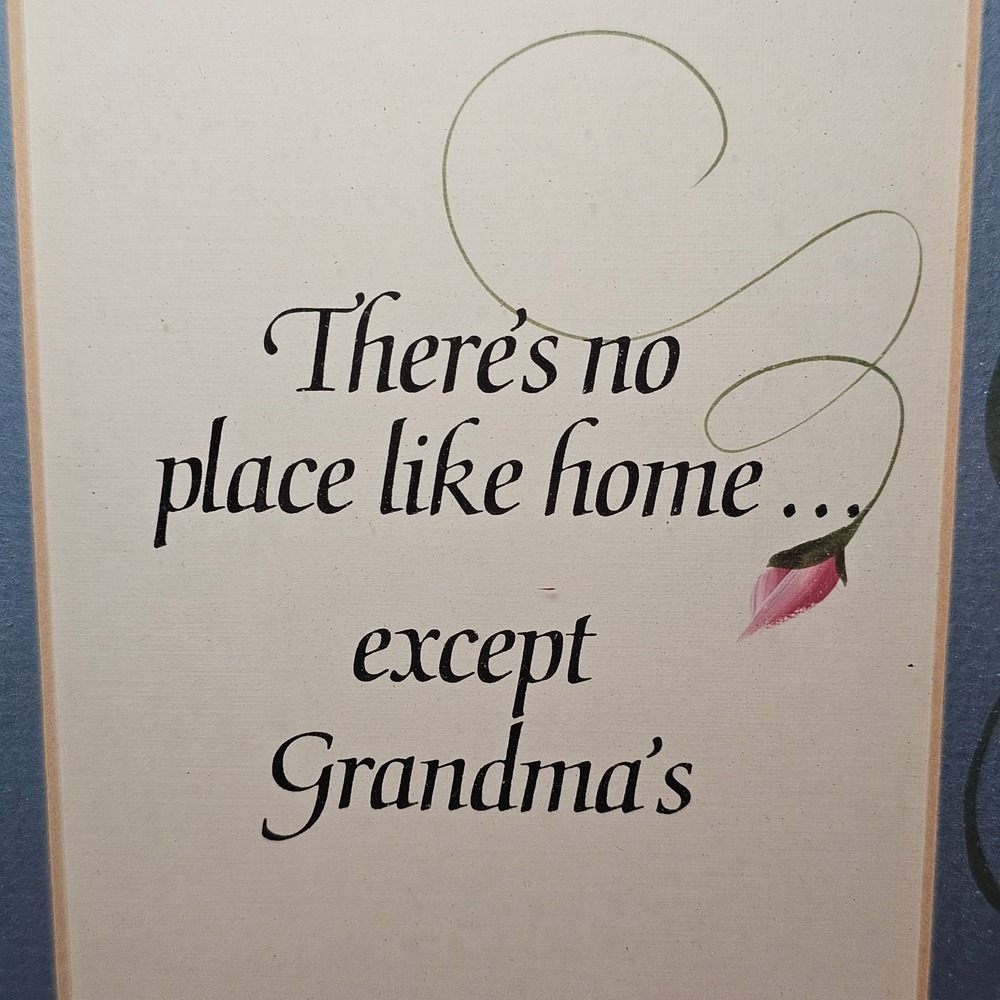 Vintage Framed Art There's No Place Like Home Except Grandma's Floral Painted‎ - Picture 5 of 6